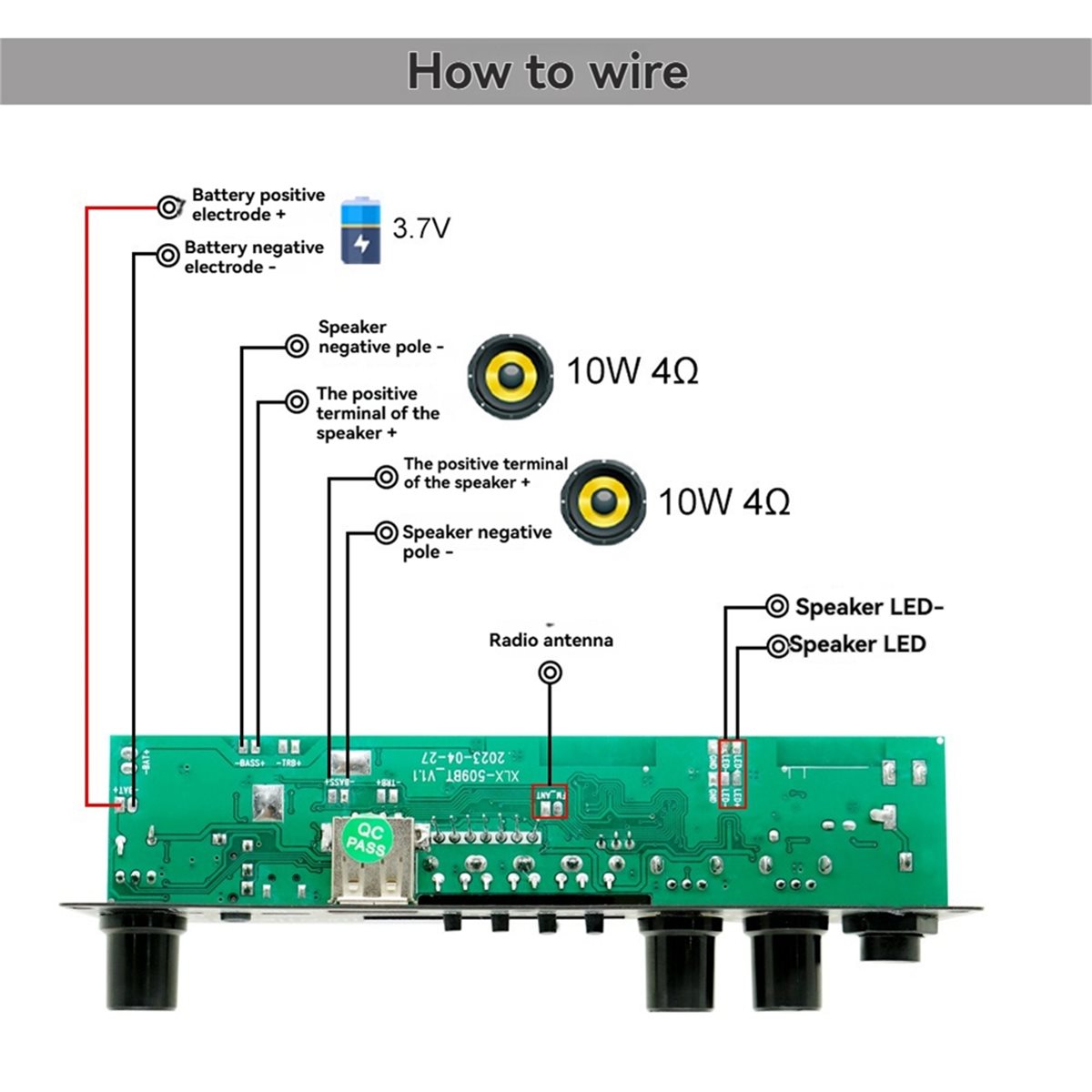 Bluetooth Speaker - update. 2X10W 3.7V Amplifier Board Square