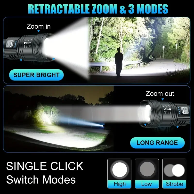 Tactical LED Flashlight 2000LM - Power Bank review and price